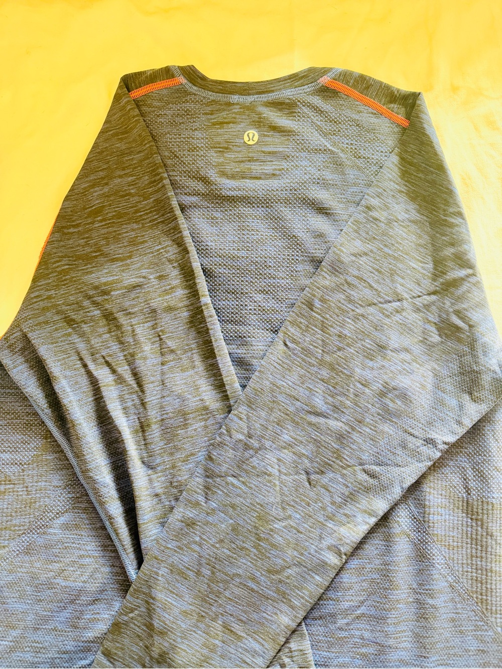 lululemon athletica Men's Long-Sleeve Crew - Navy with Orange Accents - Picture 2 of 3